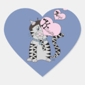 Französische Katzenküsse und Umarmungen Herz-Aufkleber (Vorderseite)