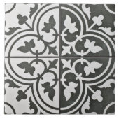 Französische Keramik Tile - Schwarze & Weiße Tulpe Fliese (Vorderseite)