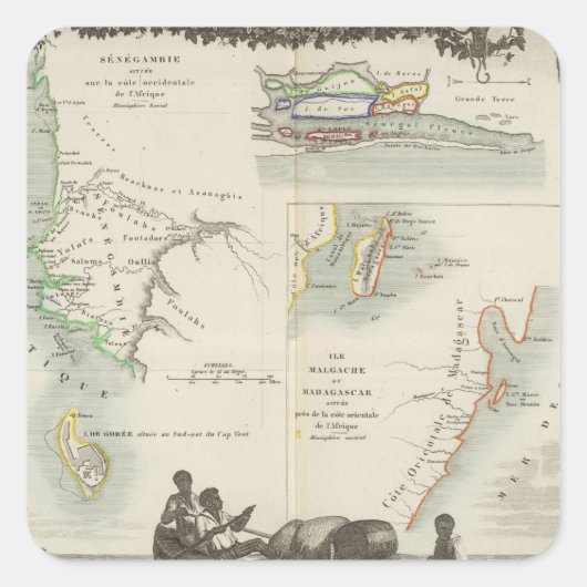 Französische Kolonien in Afrika Quadratischer Aufkleber (Vorderseite)