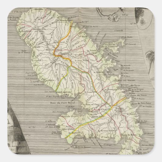 Französische Kolonien Martinique Quadratischer Aufkleber (Vorderseite)