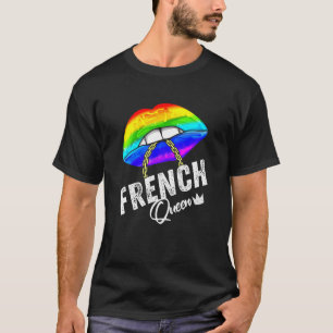 Französische Königin Lgbtq Gay Pride Flag Lippenst T-Shirt