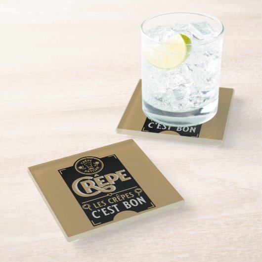 Französische Krebse Glasuntersetzer (Schrägansicht)