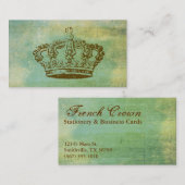 Französische Kronen-Vintage Art-Geschäfts-Karten Visitenkarte (Vorne/Hinten)