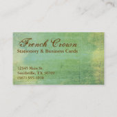Französische Kronen-Vintage Art-Geschäfts-Karten Visitenkarte (Rückseite)
