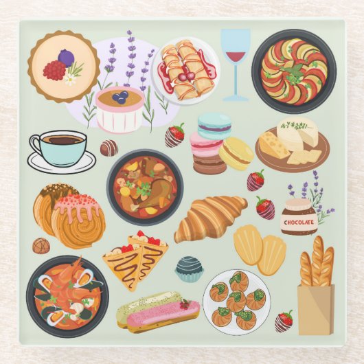 Französische Küche Glasuntersetzer (Vorderseite)