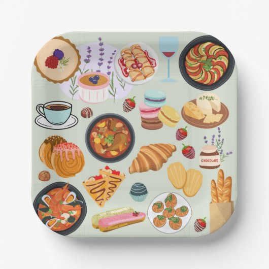 Französische Küche Pappteller (Vorderseite)