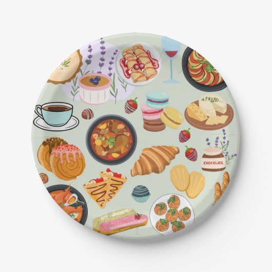 Französische Küche Pappteller (Vorderseite)