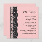 Französische Lace Birthday Invitation (pink) Einladung (Vorne/Hinten)