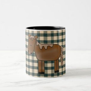 Französische Land-Pferdekaffeetasse Zweifarbige Tasse