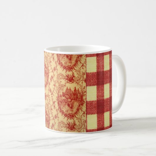 Französische Land Toile Barnyard-Hahn-Kaffeetasse Kaffeetasse (VorderseiteRechts)