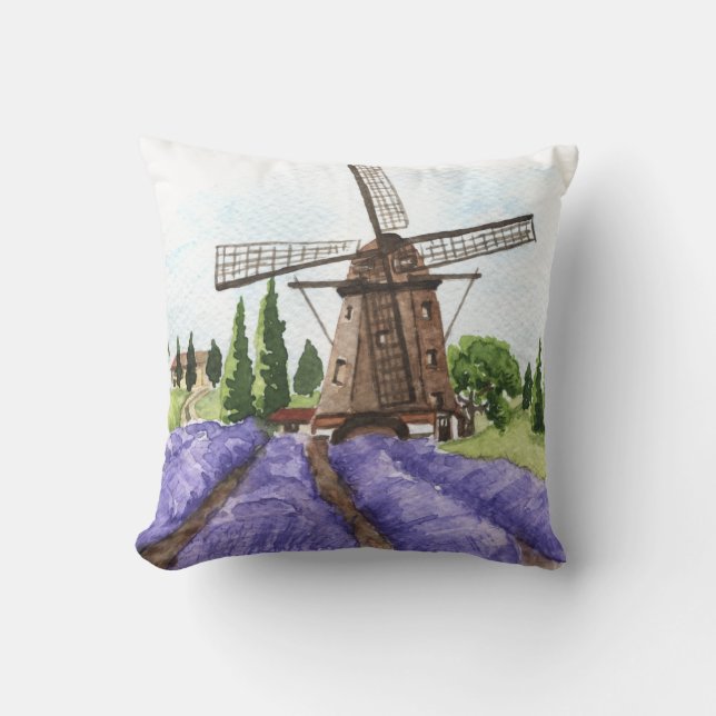 Französische Landdekoration Windmill & Lavender Fi Kissen (Vorderseite)
