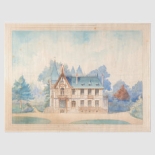 Französische Landhaus-Architektur Rahmen Decoupage Seidenpapier