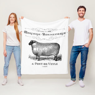 Französische Landhaus-Schaf-Typografie im Vintage- Fleecedecke