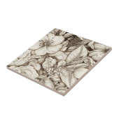 Französische Landhaus-Sepia-Blumen Botanical Cream Fliese (Seite)