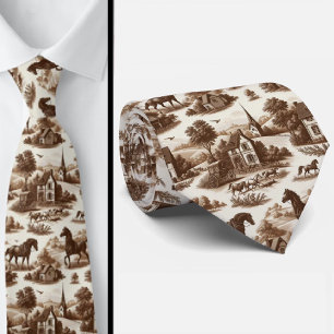 Französische Landpferde Toile de Jouy Krawatte