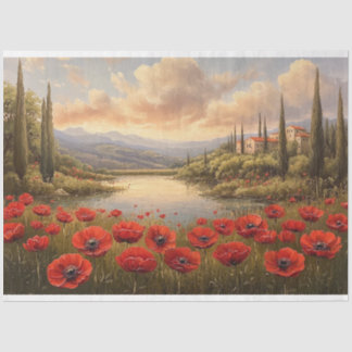Französische Landschaft Poppy Field Decoupage Seidenpapier