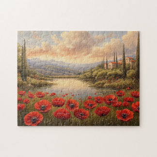 Französische Landschaft Poppy Field Puzzle