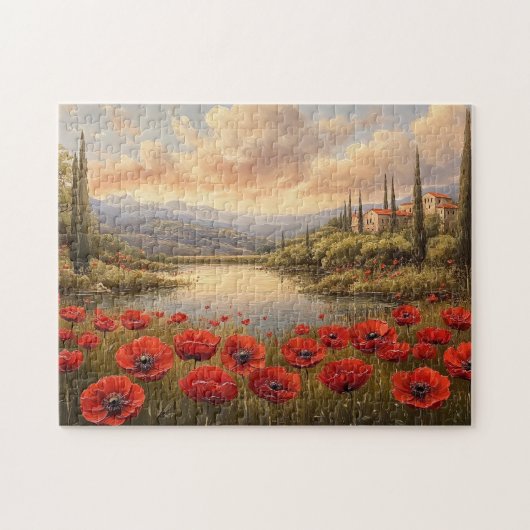 Französische Landschaft Poppy Field Puzzle (Horizontal)