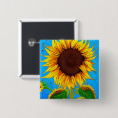 Französische Landschaft Sonnenblume Button (Vorne & Hinten)