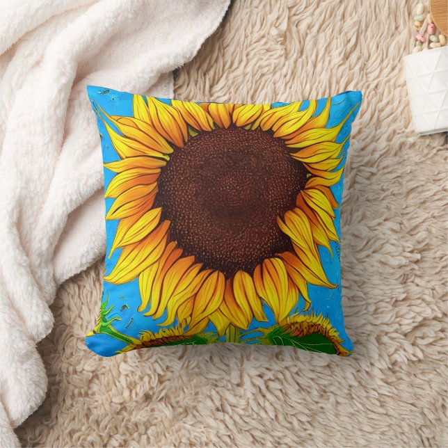 Französische Landschaft Sonnenblume Kissen (Decke)