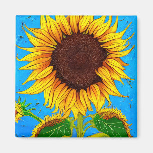 Französische Landschaft Sonnenblume Magnet