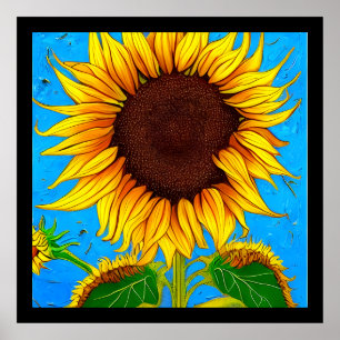 Französische Landschaft Sonnenblume Poster
