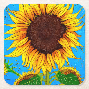Französische Landschaft Sonnenblume Rechteckiger Pappuntersetzer