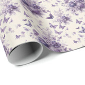 Französische Landtoilfleurie Lila Schmetterlinge Geschenkpapier (Rolleneckpunkt)