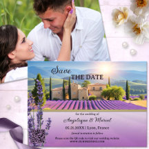 Französische Lavendel Land QR Save the Date Karte