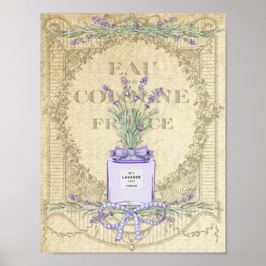 Französische Lavendel-Parfümflasche Poster (Vorne)