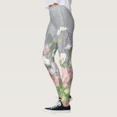 Französische Lavendel-Pink-Blume Leggings (Links)