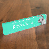 Französische Liebe | Aqua farbig Namensplakette (Seite)