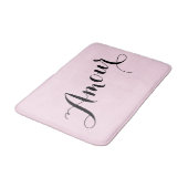 Französische Liebes-Liebe rosa und schwarzer Chic Badematte (Schrägansicht)