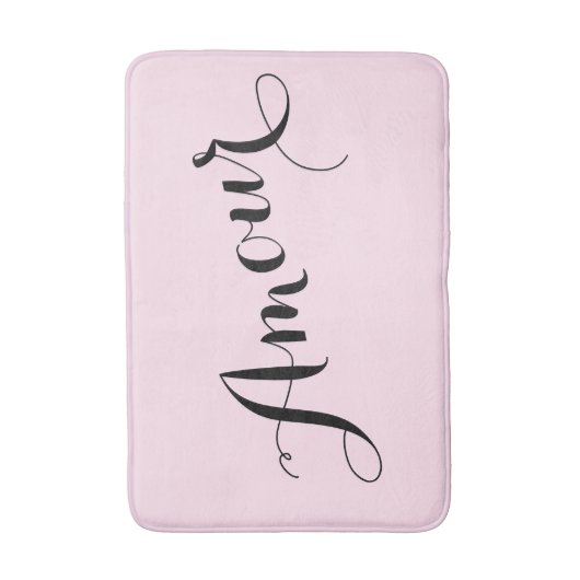 Französische Liebes-Liebe rosa und schwarzer Chic Badematte (Vorderseite Vertikal)