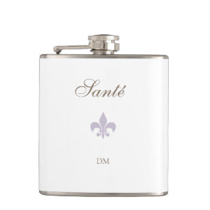 Französische Lila Lilie Santé Monogram Wedding Flachmann