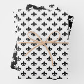 Französische Lilie Muster Schwarz-Weiß Geschenkpapier Set (Beispiel)
