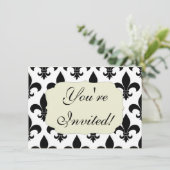 Französische Lilie Pattern Classic Einladung (Stehend Vorderseite)