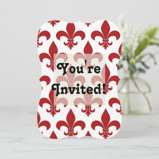 Französische Lilie Pattern Classic Einladung (Stehend Vorderseite)