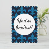 Französische Lilie Pattern Classic Einladung (Stehend Vorderseite)