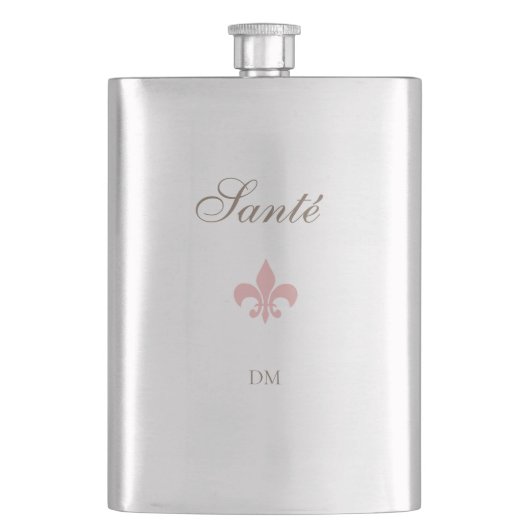 Französische Lilie Santé Gastgeschenk Hochzeit Flachmann (Vorderseite)