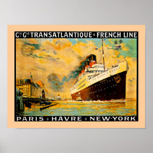 Französische Linie ~ Paris-Havre-Neues York Poster