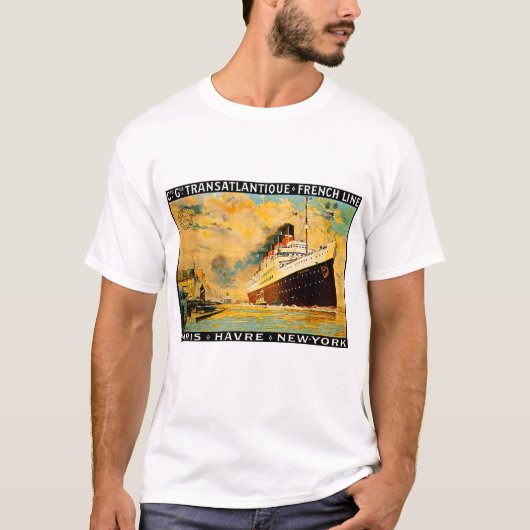 Französische Linie ~ Paris-Havre-Neues York T-Shirt (Vorderseite)