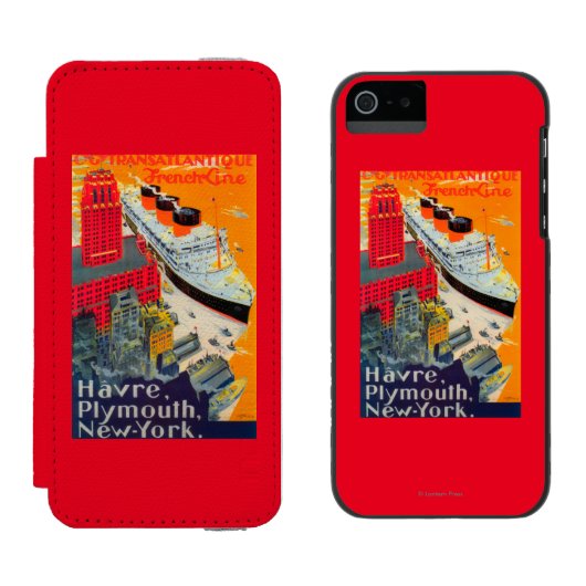 Französische Linie Reise-Plakat, Havre zu Incipio iPhone Geldbeutel-Hülle (Seite an Seite)