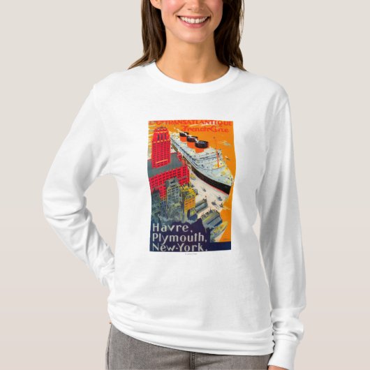 Französische Linie Reise-Plakat, Havre zu T-Shirt (Vorderseite)