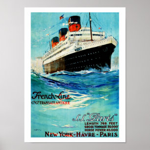 Französische Linie ~ SS Paris Poster