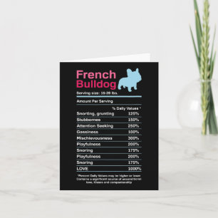 Französische Liste der Inhaltsstoffe von Bulldog Karte