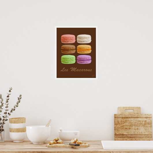Französische Macaronen - bunte Pastellfarben Poster (Küche)