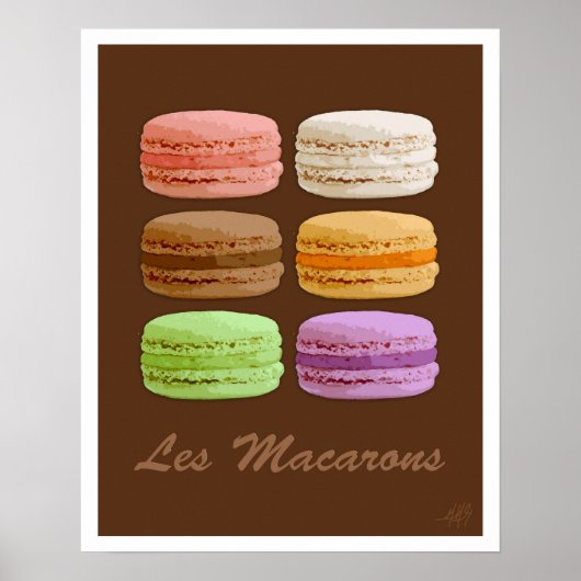 Französische Macaronen - bunte Pastellfarben Poster (Vorne)