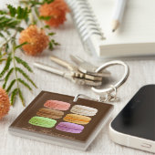 Französische Macaronen, mehrfarbige Pastellfarben Schlüsselanhänger (Vorderseite rechts)