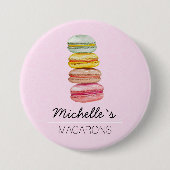 Französische Macarons Aquarell Handbemalt Button (Vorderseite)